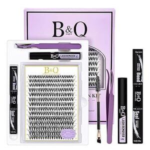 B&Q Lash Clusters Kit 280Pcs Eyelash Clusters Kit,40D D 9-16Mix Individual Lash